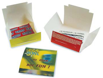 Condoms in a personalised printed pack