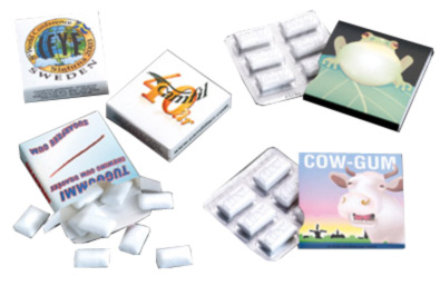 Chewing-gum sous blister, sans sucre, six pastilles par blister