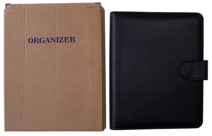 Sales Organizer en simili-cuir: l'extérieur et l'emballage
